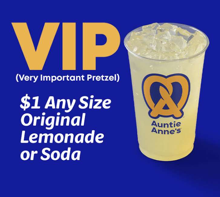 Auntie Anne's: $1 Any-Size Soda or Original Lemonade w/ code