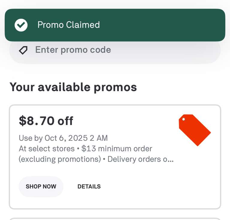 Postmates: $8.70 Off $13+ Delivery Order