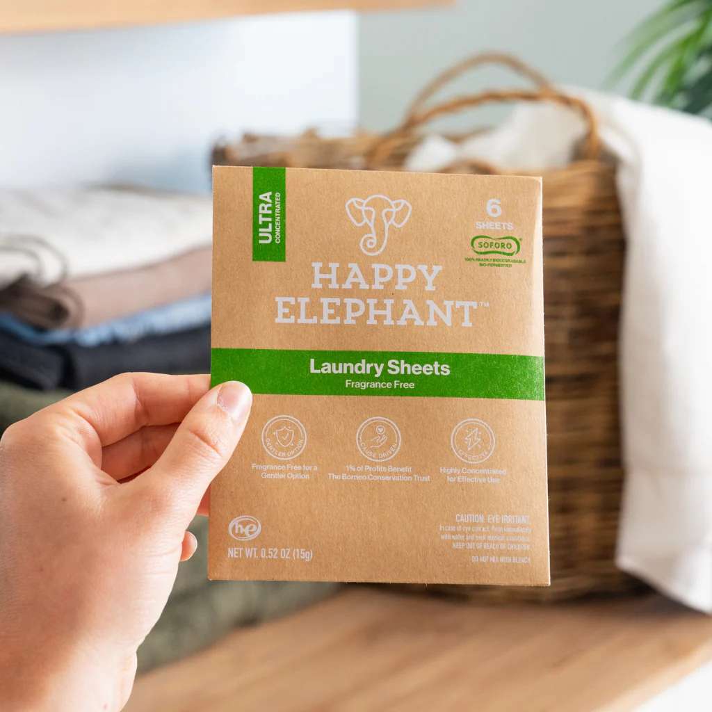 FREE Happy Elephant Laundry Sheets Sample | Pepper