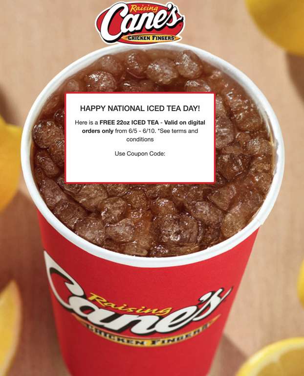 Raising Cane's: FREE 22oz Ice Tea via Guess The Word Game (thru 6