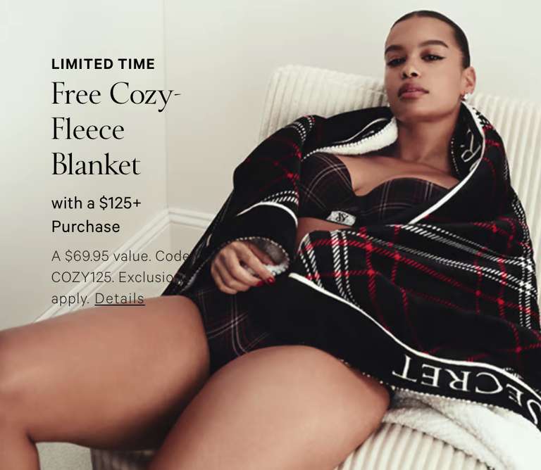 FREE Victoria's Secret Cozy-Fleece Blanket w/ purchase | Pepper