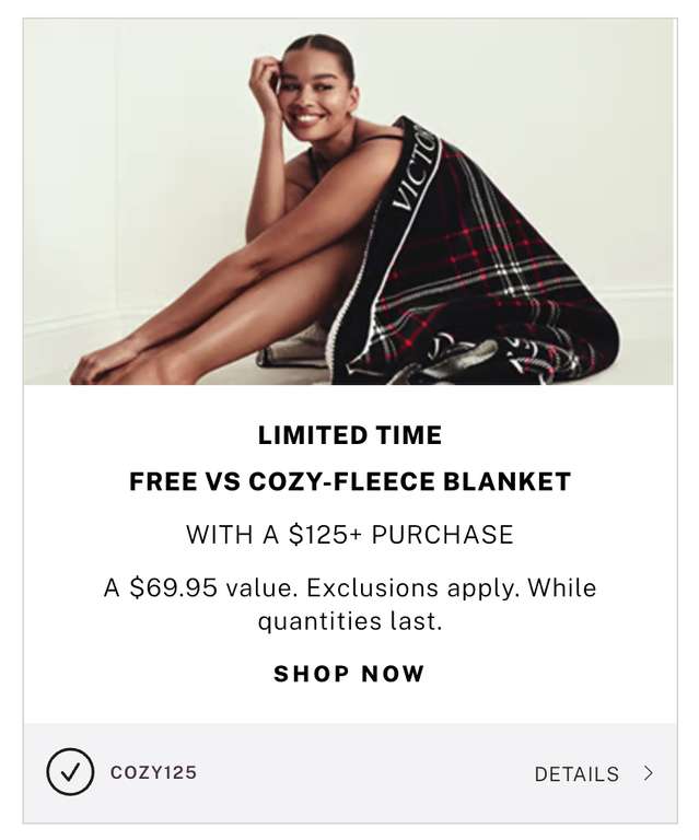 FREE Victoria's Secret Cozy-Fleece Blanket w/ purchase | Pepper