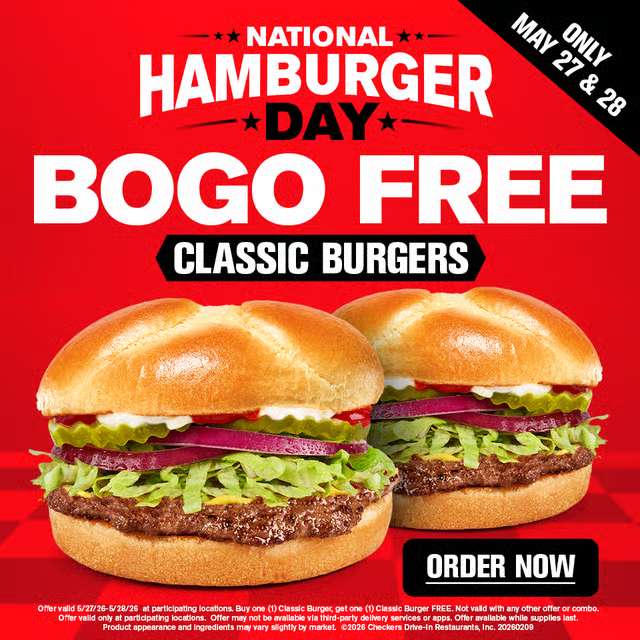 Checkers & Rally’s: BOGO FREE Classic Burger for National Hamburger Day ...
