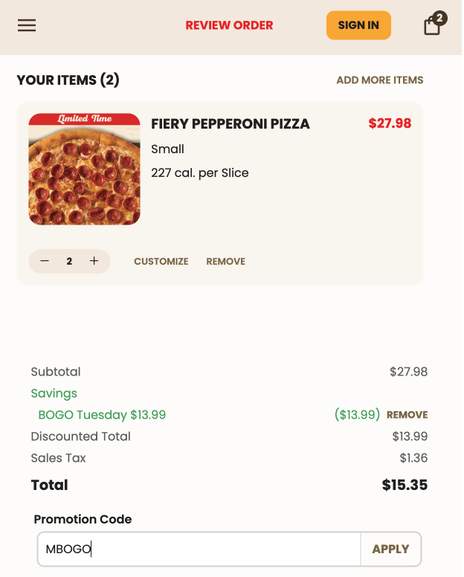 Marco様 購入ページ Marco's Pizza: BOGO FREE Pizza (Every Tuesday) | Pepper