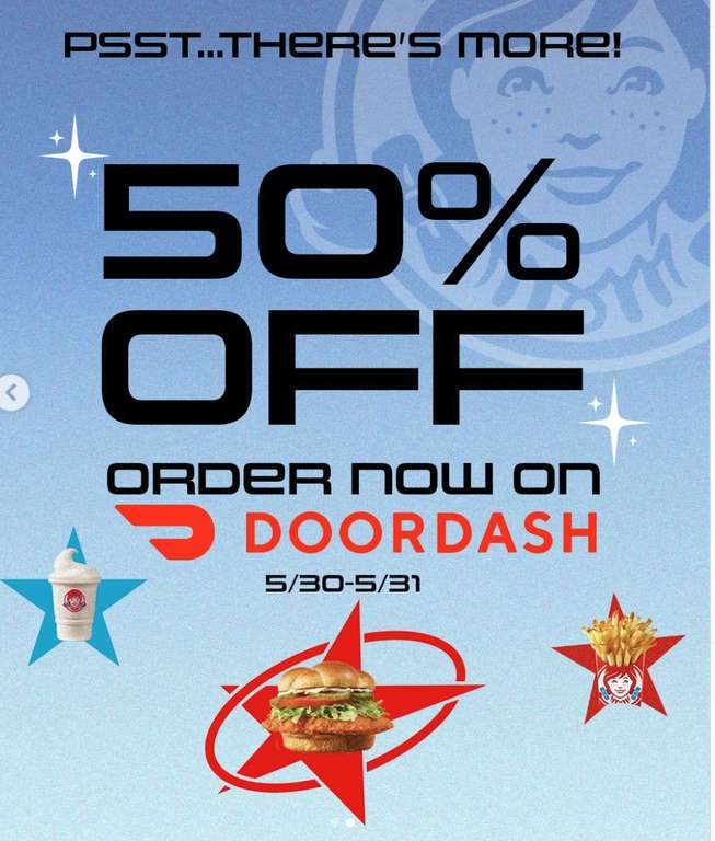 WENDY（感謝）/5 Wendy's: 50% Off Ice Spicy Meal via DoorDash (May 30-31) | Pepper