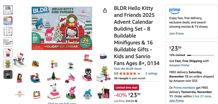 BLDR Hello Kitty and Friends 2025 Advent Calendar - 24 Buildable