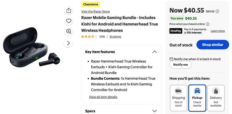 Razer Mobile Gaming Bundle - Includes Kishi for Android and