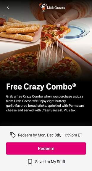 Little Caesars: FREE Crazy Combo via T-Mobile Tuesday | Pepper