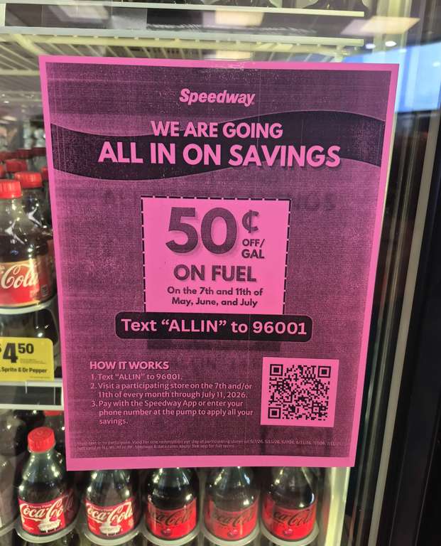 Speedway: $0.50 Off per Gallon Gas (06/07, 06/11, 07/07, 07/11)