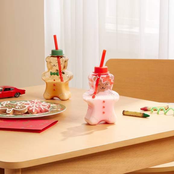 Target: 13oz Figural Gingerbread Tumbler with Straw (Brown/Pink