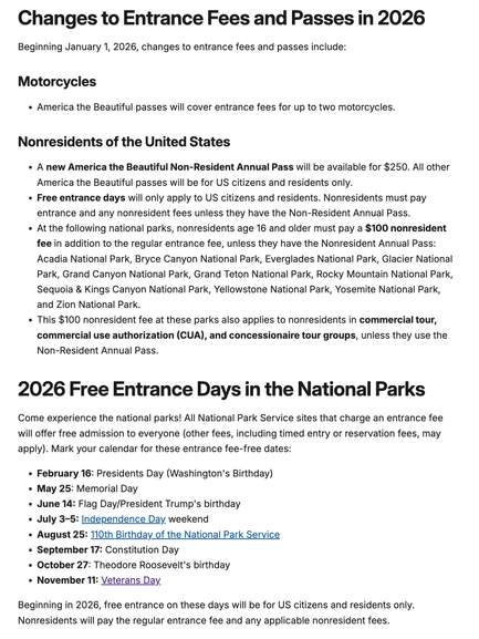 U.S. National Parks: 8 FREE Entrance Days in 2026 | Pepper